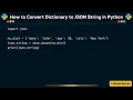 How to Convert Dictionary to JSON String in Python