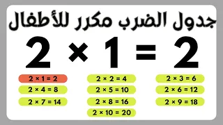جدول الضرب 2 تعلم جدول الضرب بطريقة سهلة للاطفال جدول الضرب مكرر للحفظ  جدول الضرب 2 تعلم جدول الضرب بطريقة سهلة للاطفال جدول الضرب مكرر للحفظ