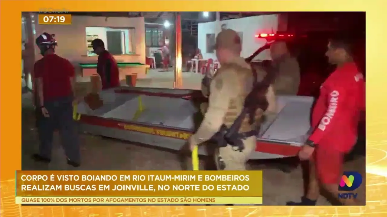 Corpo é visto boiando em rio Itaum-mirim e bombeiros realizam buscas em Joinville