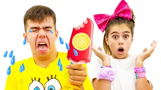 Nastya dan Ayah menyiapkan es loli yang enak di rumah