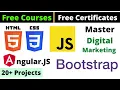 Free Certificate Courses with 20 Projects HTML CSS JS Bootstrap Angular js Digital M Online Classes