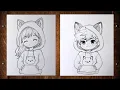 Cute Chibi Couple Drawing Boy Girl Hoodie Anime Time Lapse