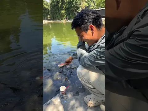 The father threw his son's ice cream into the river and caught fish.