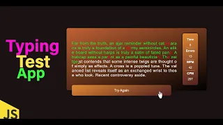 Typing Test App in HTML CSS JavaScript