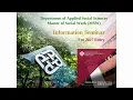 APSS Master of Social Work MSW - Information Seminar for 2027 Entry
