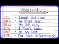 20 Common Abbreviation In English Abbreviated words in English Learn English