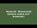 NodeJS Mongoose Unique index not working