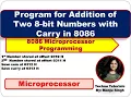 U4L8 Program for addition of Two 8 bit numbers with carry in 8086 Microprocessor 8086 programming