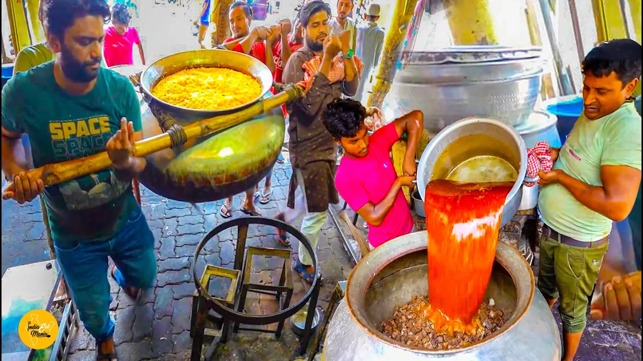 Kanpur Biggest Degh Wali Gosht Biryani Daily 500 Kg Biryani Making Rs. 40/ Only l Uttar Pradesh Food