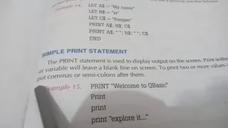 class 6 QBASIC statements - INPUT PRINT and REM