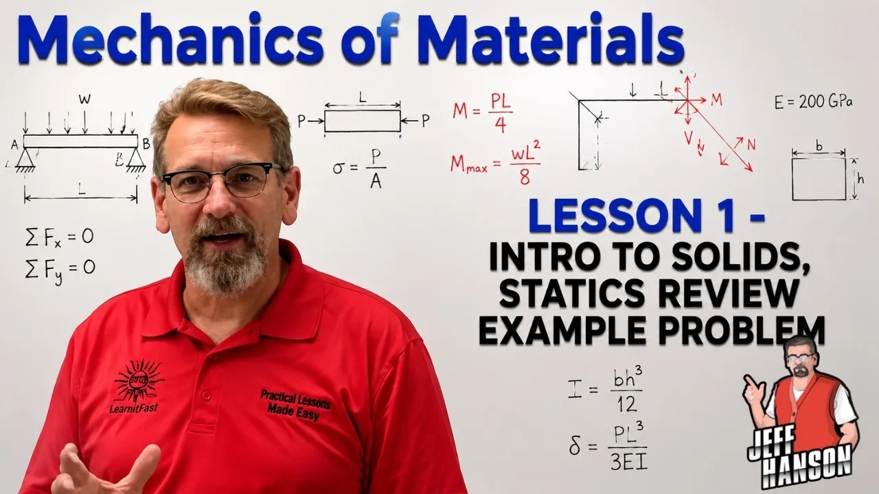 Mechanics of Materials: Lesson 1 - Intro to Solids, Statics Review Example Problem