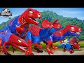 All Spiderman T-Rex vs ALL RED SPIDER-MAN Battle in Jurassic World |Dinosaur Pro SuperHero Team|