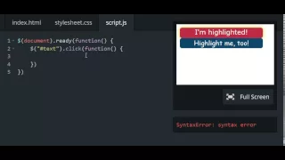Codecademy jQuery - Adding and Removing Classes Walkthrough