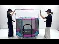Funseek 55 Trampoline for Kids with Enclosure Trampoline with Adjustable Gymnastics Bar Toys