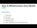 Java Workshop Lesson 3 Loops and Intro to OOP