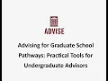 Advising for Grad School Pathways Practical Tools for Undergrad Advisors - viewable for MA credit