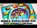 World Population Day Poster drawing project chart making for competition step by step