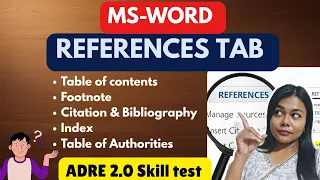 Usage of REFERENCE TAB ADRE 2 0 MS WORD Tutorial