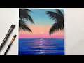 Acrylic Painting for Beginners on Canvas Calm Sunset Acrylic Painting Easy Step by Step