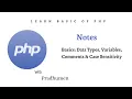 Mastering PHP Basics Data Types Variables Comments Case Sensitivity