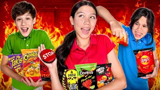 LAST TO STOP EATING SPICY CHIPS WINS MYSTERY PRIZE