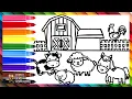 Drawing and Coloring a Farm with Animals Drawings for Kids