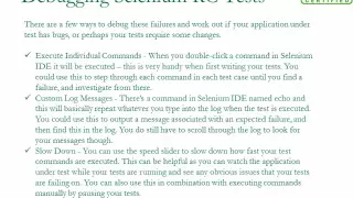 Debugging Selenium Tests
