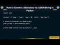 How to Convert a Dictionary to a JSON String in Python