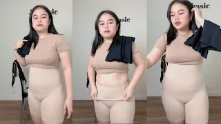 bunda jualan legging pendek kelihatan tembem dan jelas bahan nya tebal dan enak dipakai