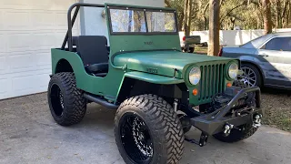 Update 1947 Willys Jeep Cj2a with a Dauntless 225 V6 Conversion Swap