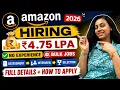 Amazon Hiring 2026 4 75 LPA Salary No Experience Assessment Interview Process Bulk Jobs