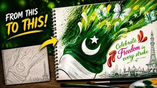 14 August Special Drawing Pakistan Independence Day Art Easy Step by Step Bismillah Art