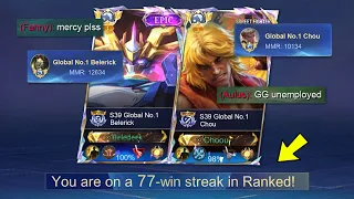 WE ABUSED THIS NEW CHOU & BELERICK TRICK AND GOT 77 WINSTREAK!! - Mobile Legends