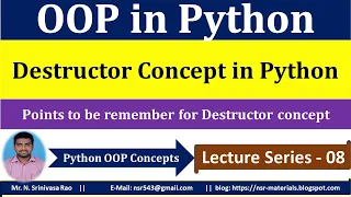 Destructor Concept in Python OOP in Python Object-Oriented Programming in Python Destructor