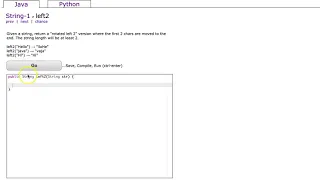 Codingbat - left2 Java