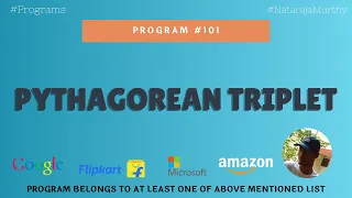 Pythagorean Triplet Nataraja Murthy Program Stay Safe and Code