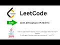 Crack LeetCode Q 1108 Defanging an IP Address Java Solution