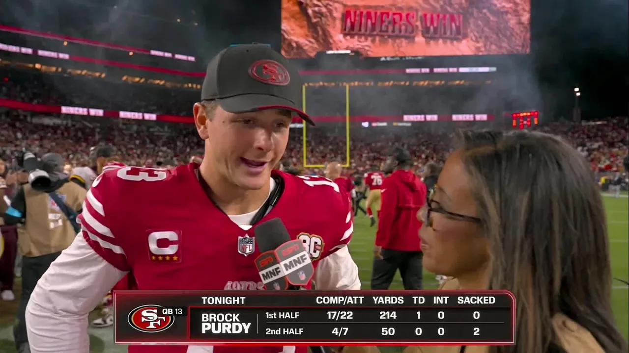 Brock Purdy reacts to 49ers’ win over the Commanders on Monday Night Football | NFL on ESPN