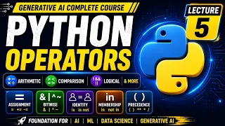Python Operators Explained Arithmetic Comparison Logical Gen AI Course Lecture 5