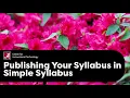 Publishing Your Syllabus in Simple Syllabus