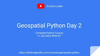 Geospatial analysis with Python Day 2 Krishna G Lodha GIS in 2022