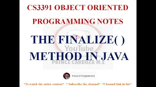 FINALIZE METHOD IN JAVA NOTES CS3391 OBJECT ORIENTED PROGRAMMING NOTES 2021 REGULATION CSE