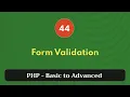 44 Form Validation PHP Tutorial Basic to Advanced PHP 8 2