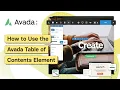 How to Use the Avada Table of Contents Element