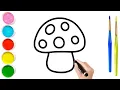 How To Draw Mushroom For Kids Colouring Pages Drawing For Kids Drawing Drawing