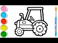 Tractor Carrying Hay Picture Drawing Painting Coloring for Kids and Toddlers