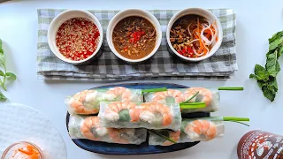 Download HOW TO MAKE AUTHENTIC VIETNAMESE SPRING ROLLS (GOI CUON) || 3 WAYS: SPRING ROLL SAUCE RECIPE MP3