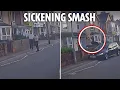 Download Lagu Horrifying moment speeding driver ploughs into pedestrian sending him catapulting 20ft into the air