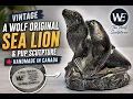 Vintage Wolf Original Sea Lion Pup Sculpture Handmade in Canada Wolf Sculptures Wildlife Figurine