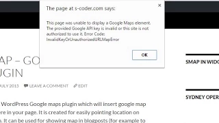 How to fix InvalidKeyOrUnauthorizedURLMapError in Google maps API - sMapCC